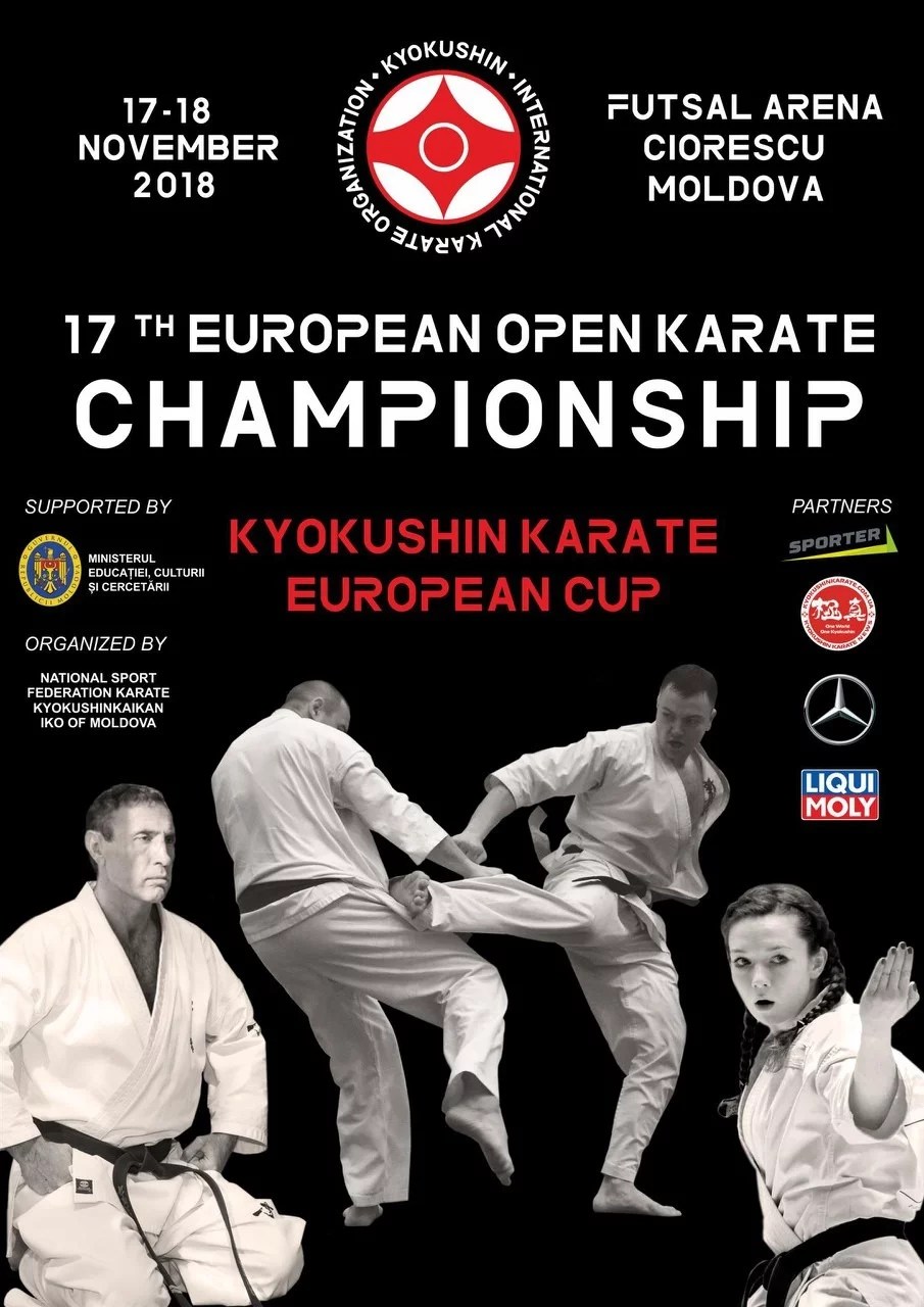 Постер 17-го Открытого чемпионата Европы по карате кёкушин, Кишинёв, 17–18 ноября 2018