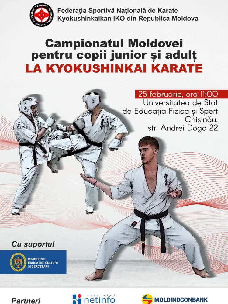 Постер Чемпионата Молдовы 2023 по карате, 25 февраля