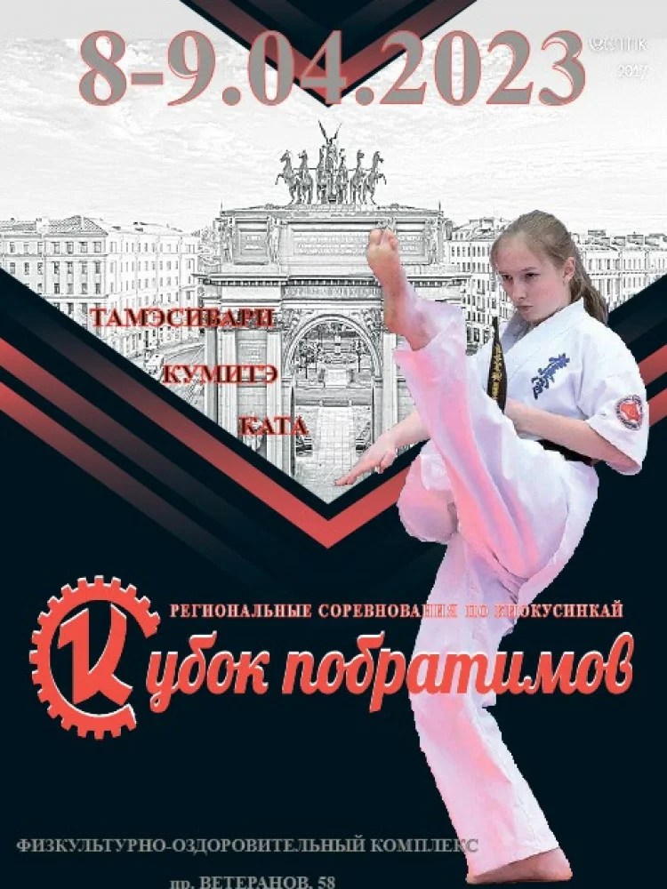 Постер региональных соревнований Санкт-Петербурга по киокушинкай Кубок побратимов