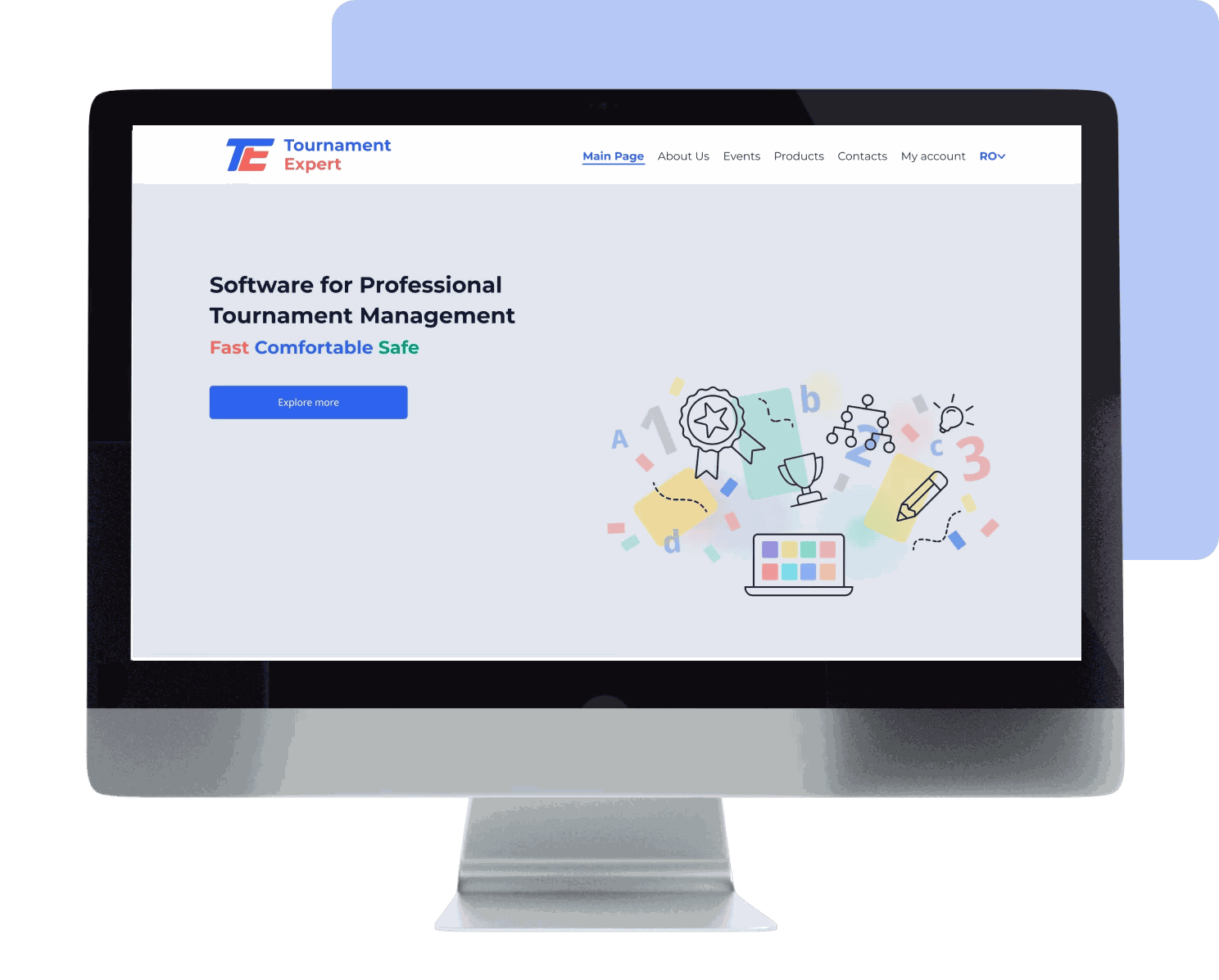 The Tournament Expert web portal on a monitor