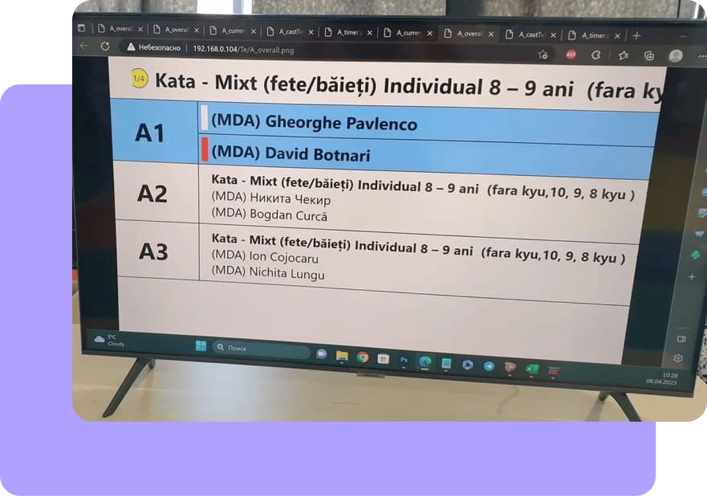 Ақпараттық тақта: Kata Mix кездесулерінің тізімі, 8–9 жас